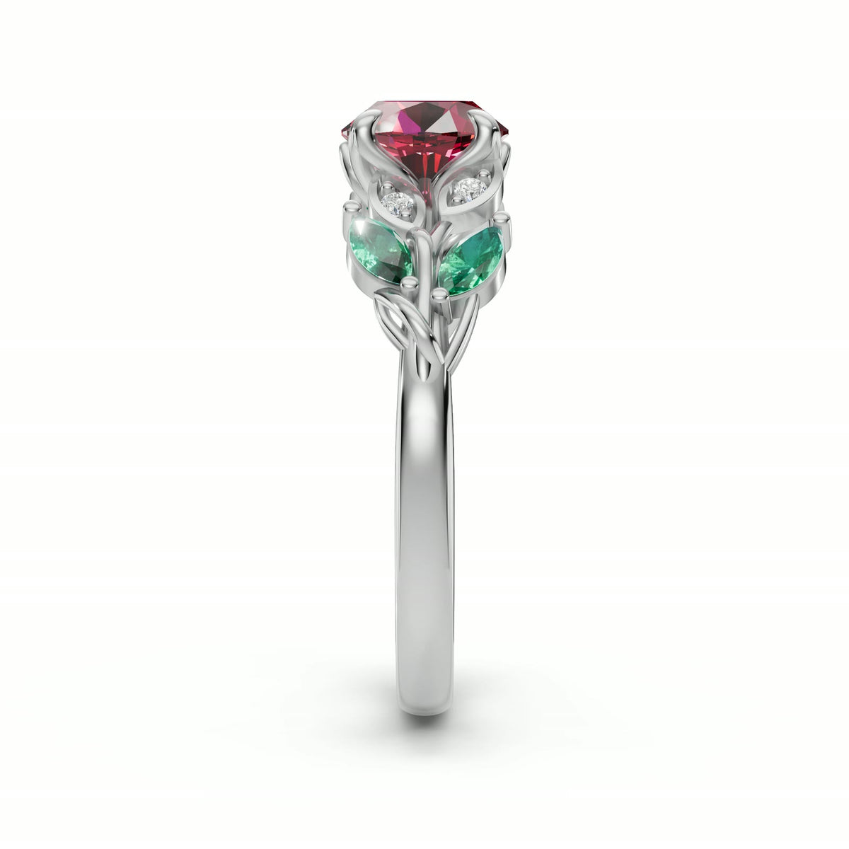 Rosa Eterna en oro blanco, lado