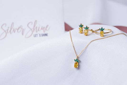 Citrine Pineapple Charm set